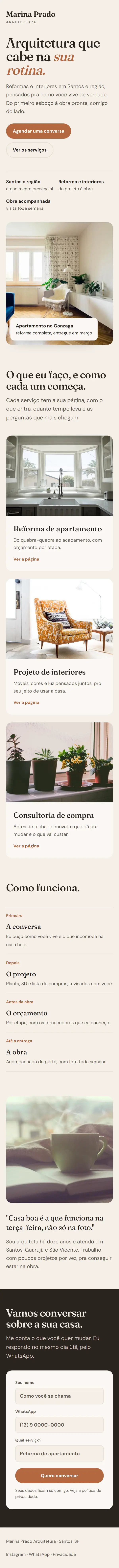 O site de exemplo de arquitetura no celular, inteiro.