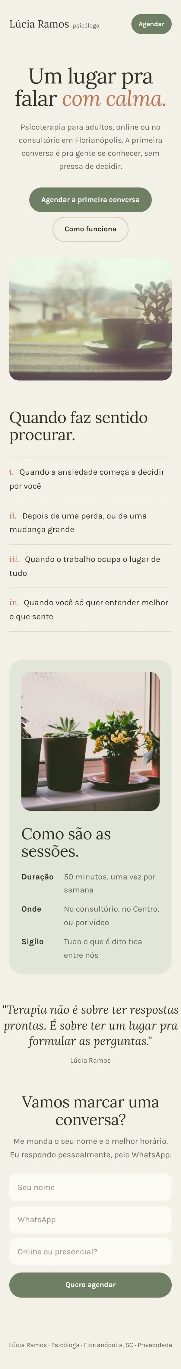 O site de exemplo de psicologia no celular, inteiro.